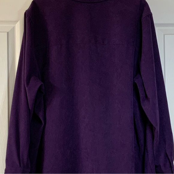 Roaman’s Plus Size Faux Suede Button Down Long Sleeve Shirt 1X - Picture 6 of 16